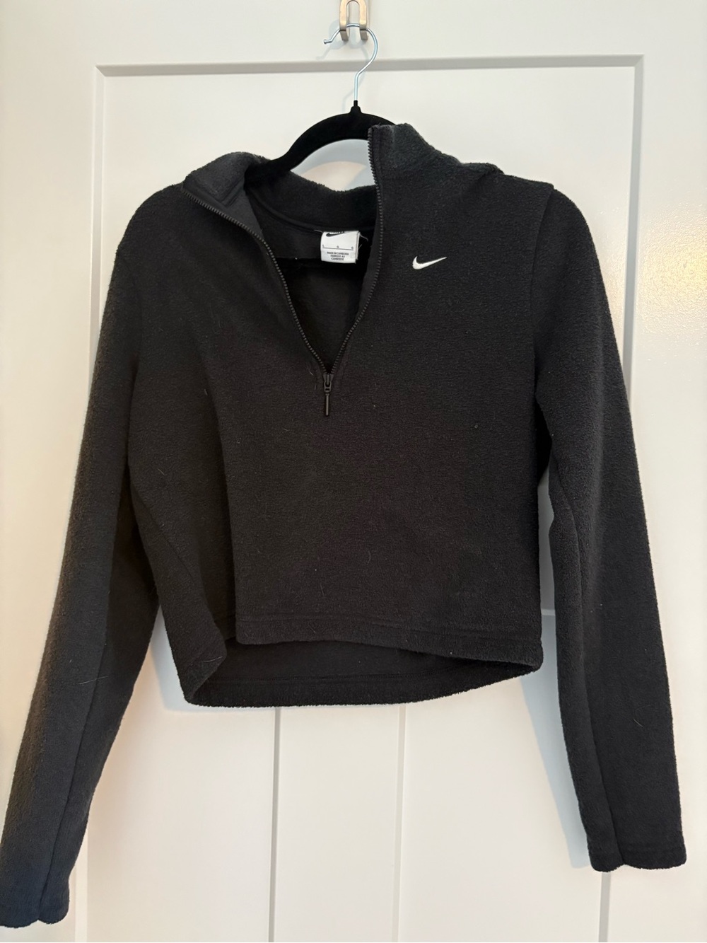 Nike Black Cropped Half-Zip Fleece Pullover
